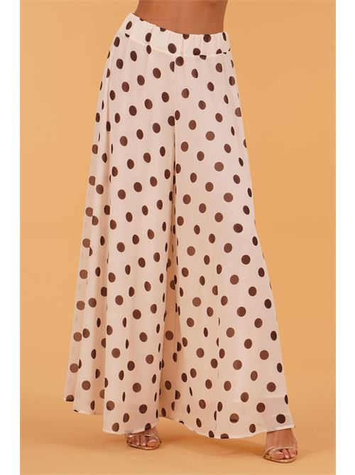 Pantalone palazzo in georgette GM by Gai Mattiolo | GM4008BURRO/MORO